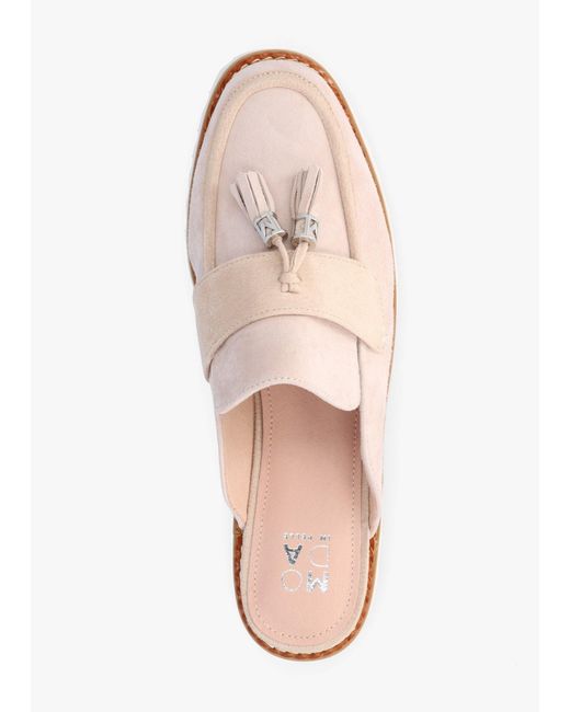 Moda In Pelle Pink Etana Stone Suede Backless Loafers