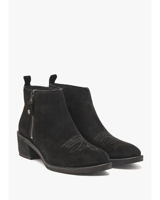 Alpe Black Ackie Western Ankle Boots