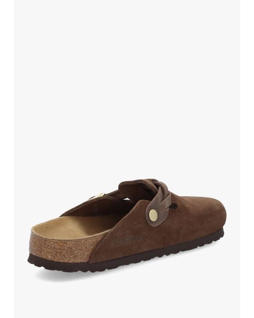 Birkenstock Brown Boston Braided Carafe Suede Leather Clogs