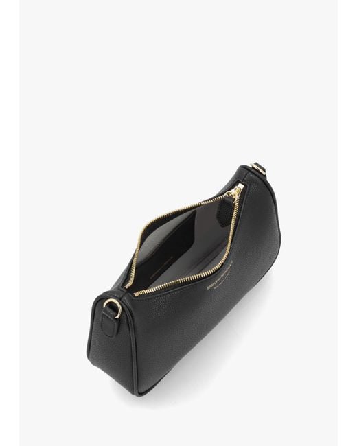 Emporio Armani Lilly Black Silver Pebbled Baguette Bag