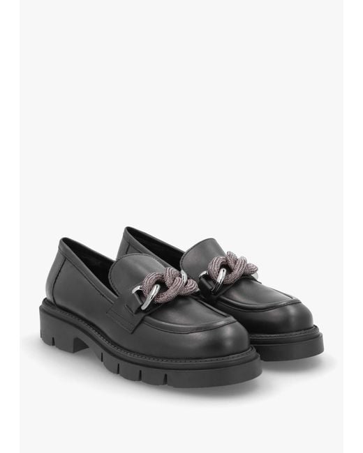 Daniel Lisbon Black Leather Link Chain Chunky Loafers