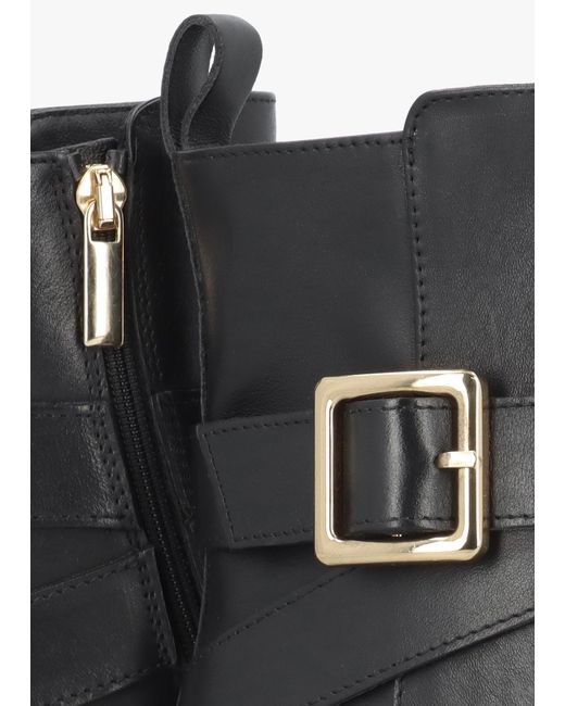 Evaluna Black Buckle Strap Ankle Boots