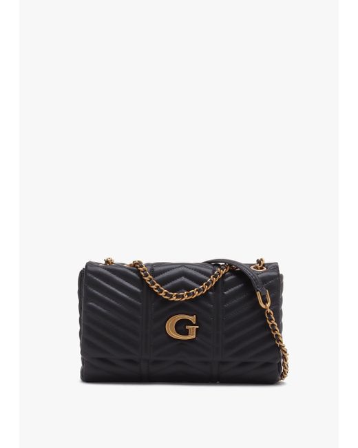 Guess Lovide Black Chevron Quilted Cross-body Bag