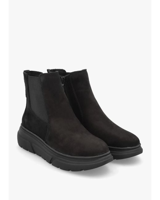 Caprice Black Nubuck Ankle Boots