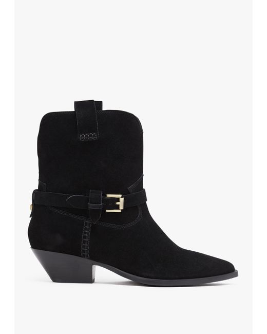 Daniel Esmena Black Suede Western Ankle Boots