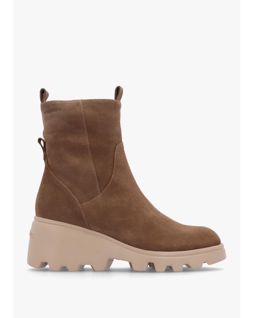 Wonders Brown Leeds Taupe Suede Wedge Ankle Boots