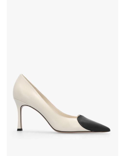 Daniel White Elove Cream Leather Heart Toe Cap Court Shoes