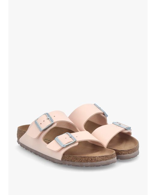 Birkenstock Pink Arizona Vegan Light Rose Birko-Flor Two Bar Mules