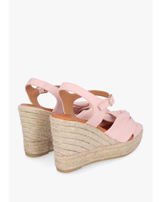 Daniel Kimberly Pink Leather Knotted Wedge Espadrille Sandals
