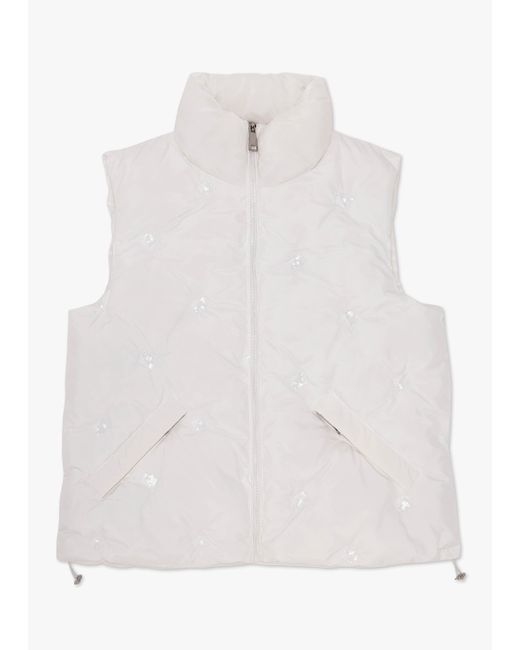 Carre Noir White Quilted Sequin Embellished Gillet