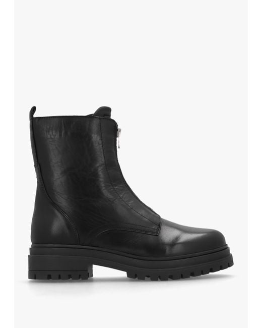 Daniel Izippe Black Leather Front Zip Ankle Boots