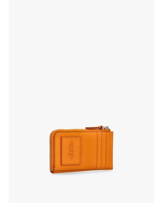 Marc Jacobs Orange The Leather Top Zip Tangerine Multi Wallet , Leather