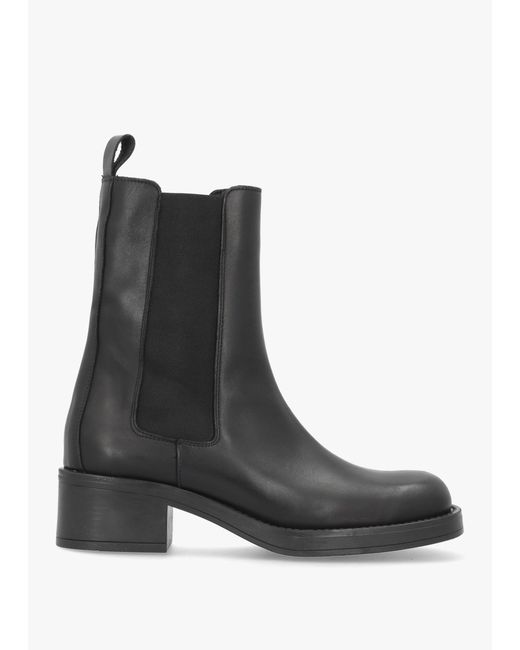 Daniel Black Curved Square Toe Block Heel Chelsea Boots