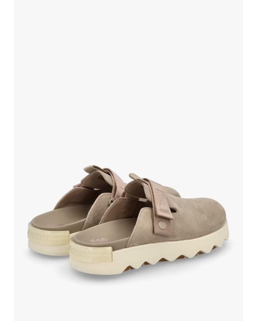 Sorel White Viibe Omega Taupe Honey Suede Clogs
