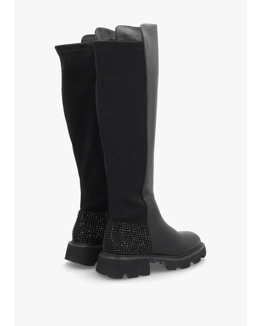 Daniel Alice Black Leather Elasticated Over The Knee Boots