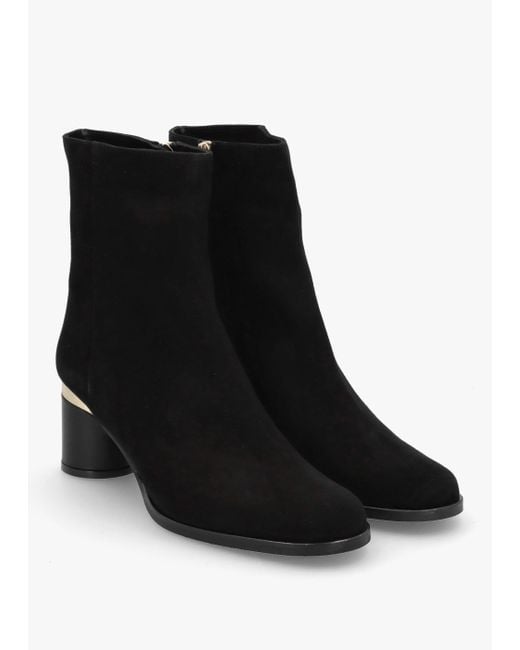 Daniel Penelope Black Suede Gold Trim Heeled Ankle Boots