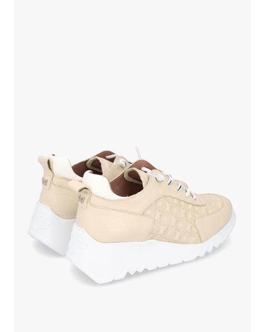 Wonders White Eleven Cream Leather Wedge Trainers