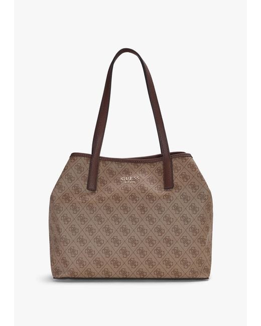 Guess Brown Vikky Ii Latte Logo Tote Bag