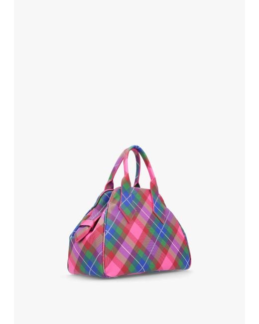 トートバッグ Vivienne Westwood Mini Yasmin Tote Bag Candy Tartan 5C010006 Vivienne Westwood Yasmine Medium Candy Tartan Tote Bag in