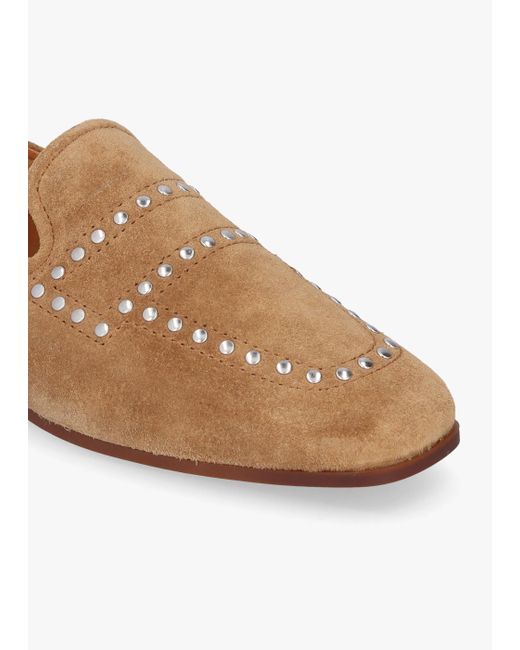 Alpe White Irvine Beige Suede Studded Loafers
