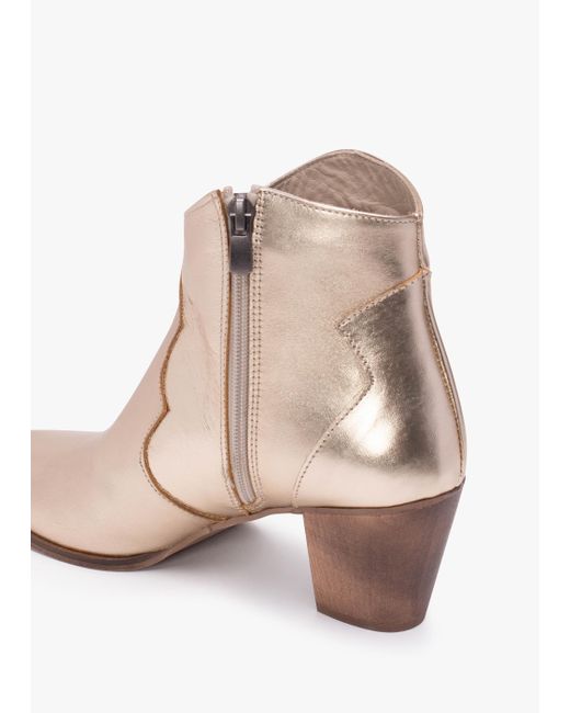 Daniel Natural Barara Gold Leather Western Ankle Boots