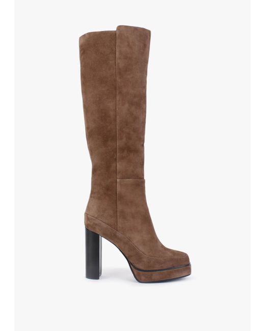 Daniel Brown Sippy Tan Suede Platform Knee Boots