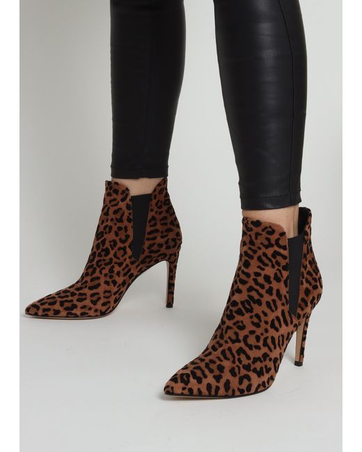 Daniel Brown Adril Suede Leopard Ankle Boots