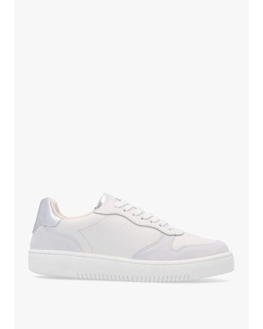 Barbour Celeste White Silver Leather Trainers