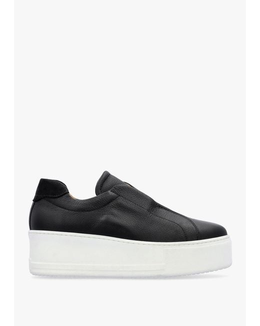 Daniel Black Tred Tumbled Leather Laceless Flatform Trainers