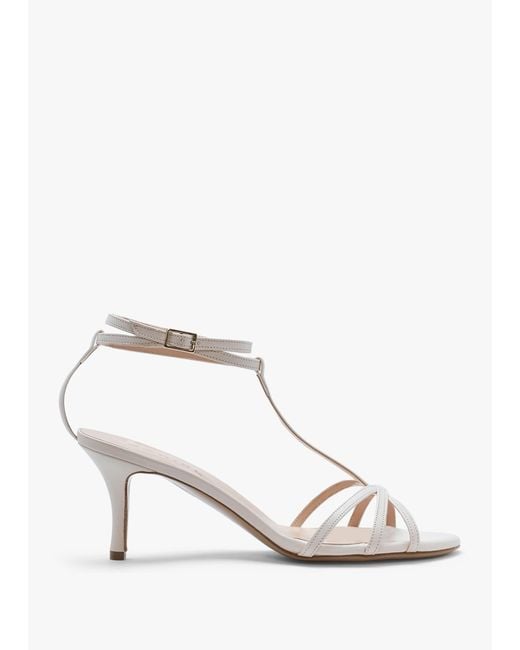 Daniel Metallic Alina White Leather Strappy Kitten Heel Sandals