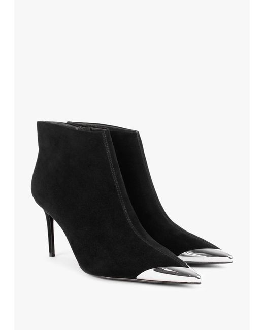Daniel Setan Black Suede Toe Cap Heeled Ankle Boots