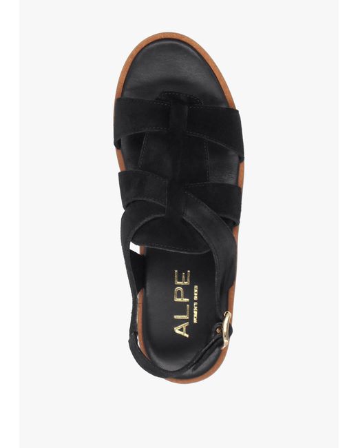 Alpe Black Amsty Slab Sole Fisherman Sandals