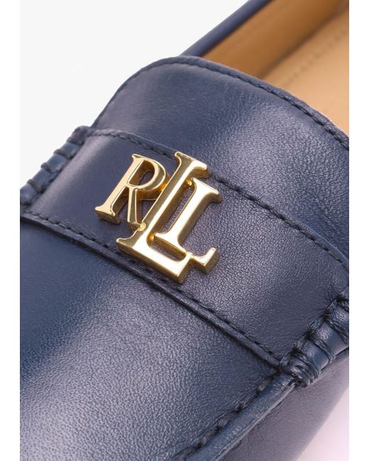 Lauren by Ralph Lauren Blue Barnsbury Navy Leather Loafers
