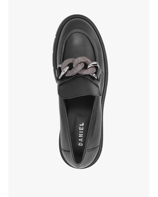 Daniel Lisbon Black Leather Link Chain Chunky Loafers