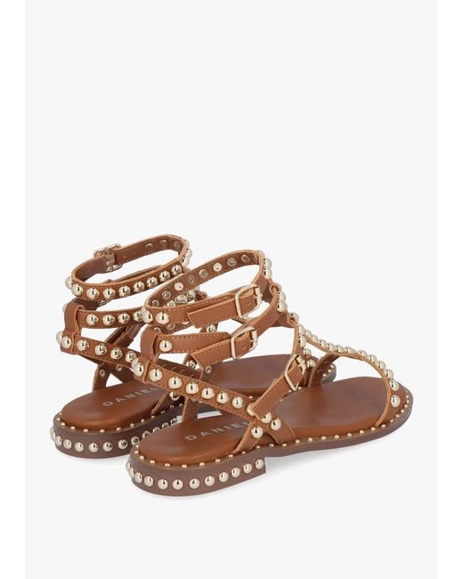 Daniel Brown Eternal Tan Leather Studded Gladiator Sandals