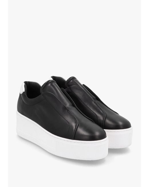 Daniel Tred Black Smooth Leather Laceless Flatform Trainers