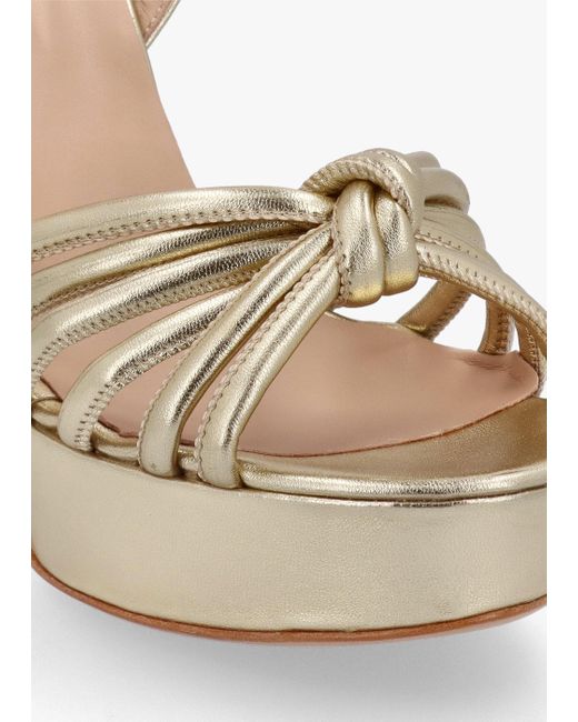 Daniel Natural Aknot Gold Leather Platform Heeled Sandals