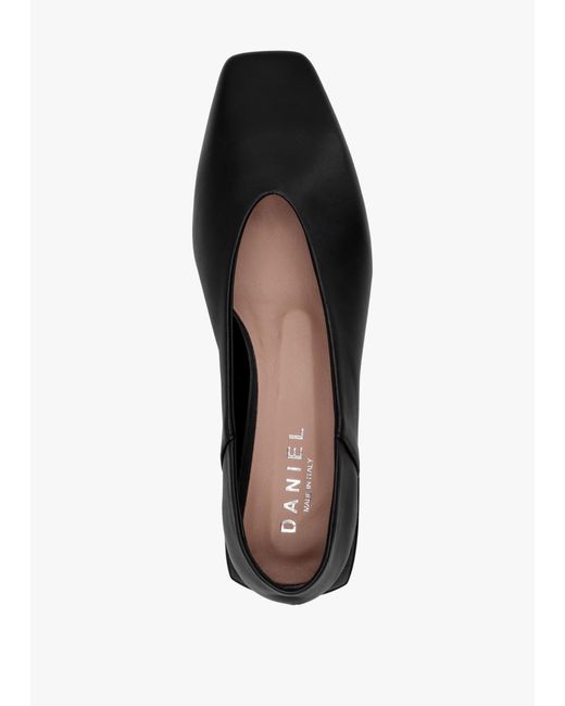 Daniel Saria Black Leather Square Toe Ballet Pumps