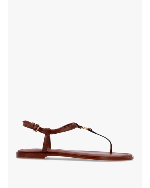 COACH Brown Jessica Saddle Leather Toe Post Sandals