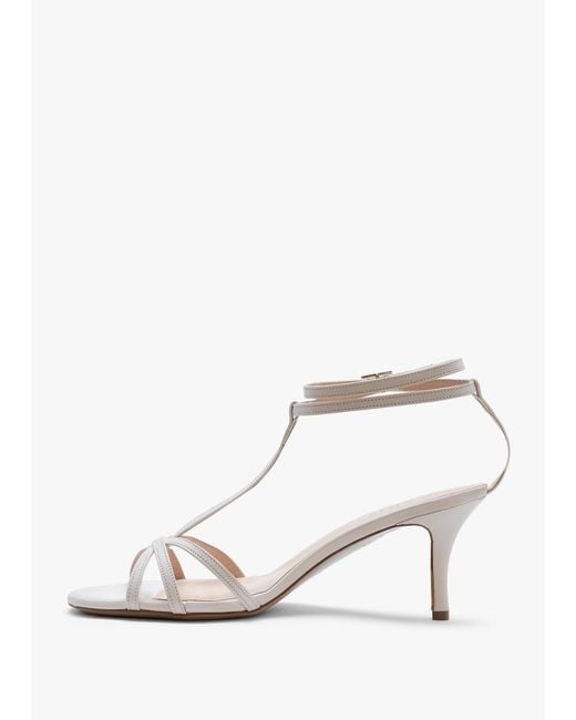Daniel Metallic Alina White Leather Strappy Kitten Heel Sandals