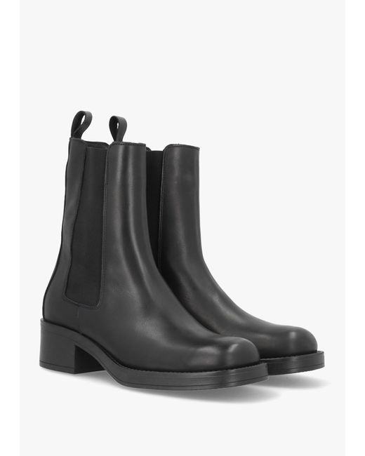 Daniel Black Curved Square Toe Block Heel Chelsea Boots