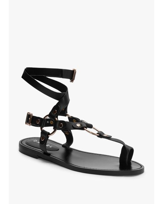 Daniel Sophie Black Leather Ankle Tie Sandals