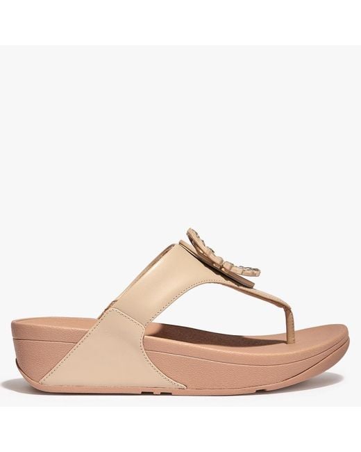 Fitflop Lulu Crystal Circlet Stone Beige Leather Toe Post Sandals in ...