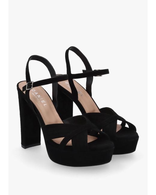 Daniel Avery Black Suede Platform Heeled Sandals