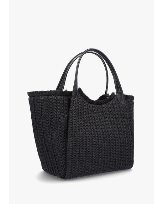 Emporio Armani Black Woven Slouchy Beach Shopper Bag