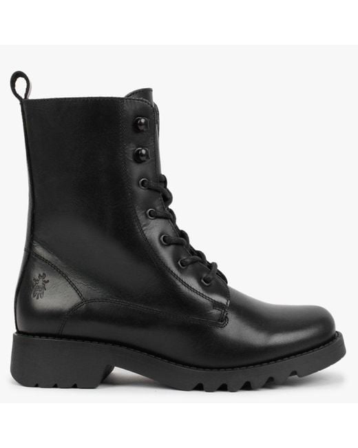 Fly London Reid Black Leather Calf Boots | Lyst UK