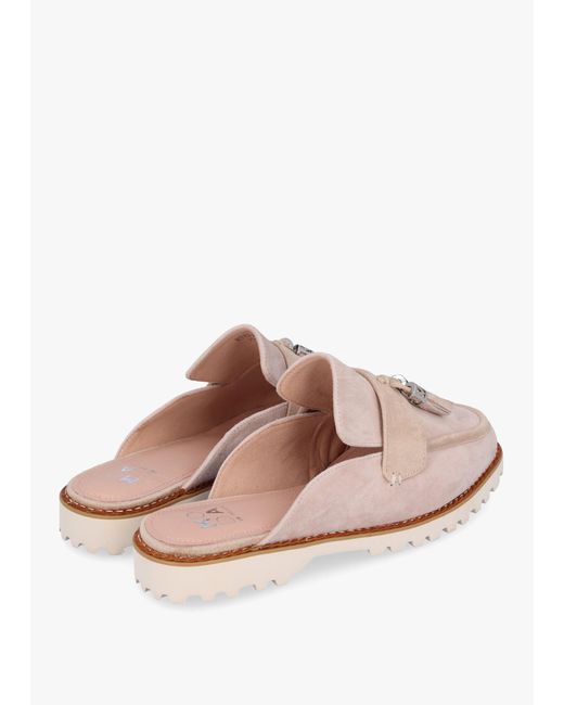 Moda In Pelle Pink Etana Stone Suede Backless Loafers
