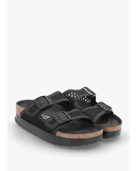 Birkenstock Arizona Pap French Piping Flex Platform Black Mules