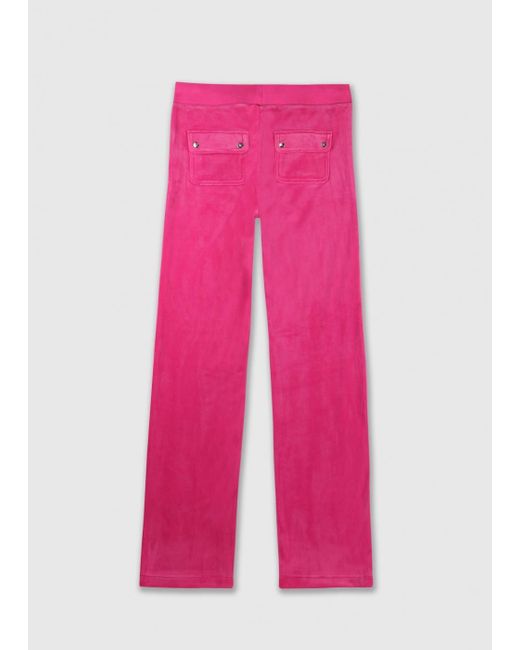 Juicy Couture Pink Del Ray Raspberry Rose Velour Pocketed Lounge Pants