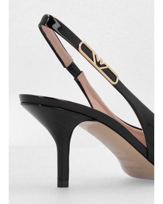 Emporio Armani White Decollete Leather Sling Back Heels